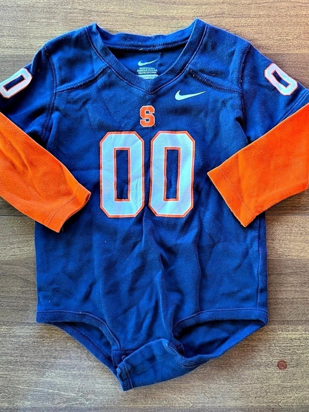 Nike NCAA Syracuse Orange Infant Long Sleeve Jersey Bodysuit Blue & Orange